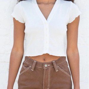 Brandy melville PAIGE CROPPED RUFFLE TOP